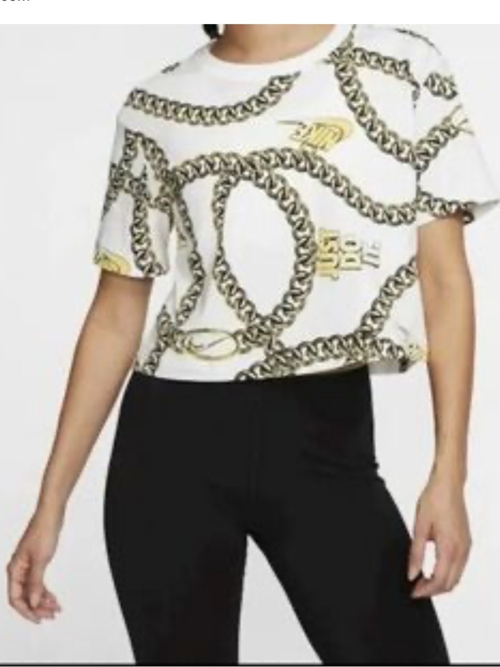 Nike Glam Dunk white cropped Tee